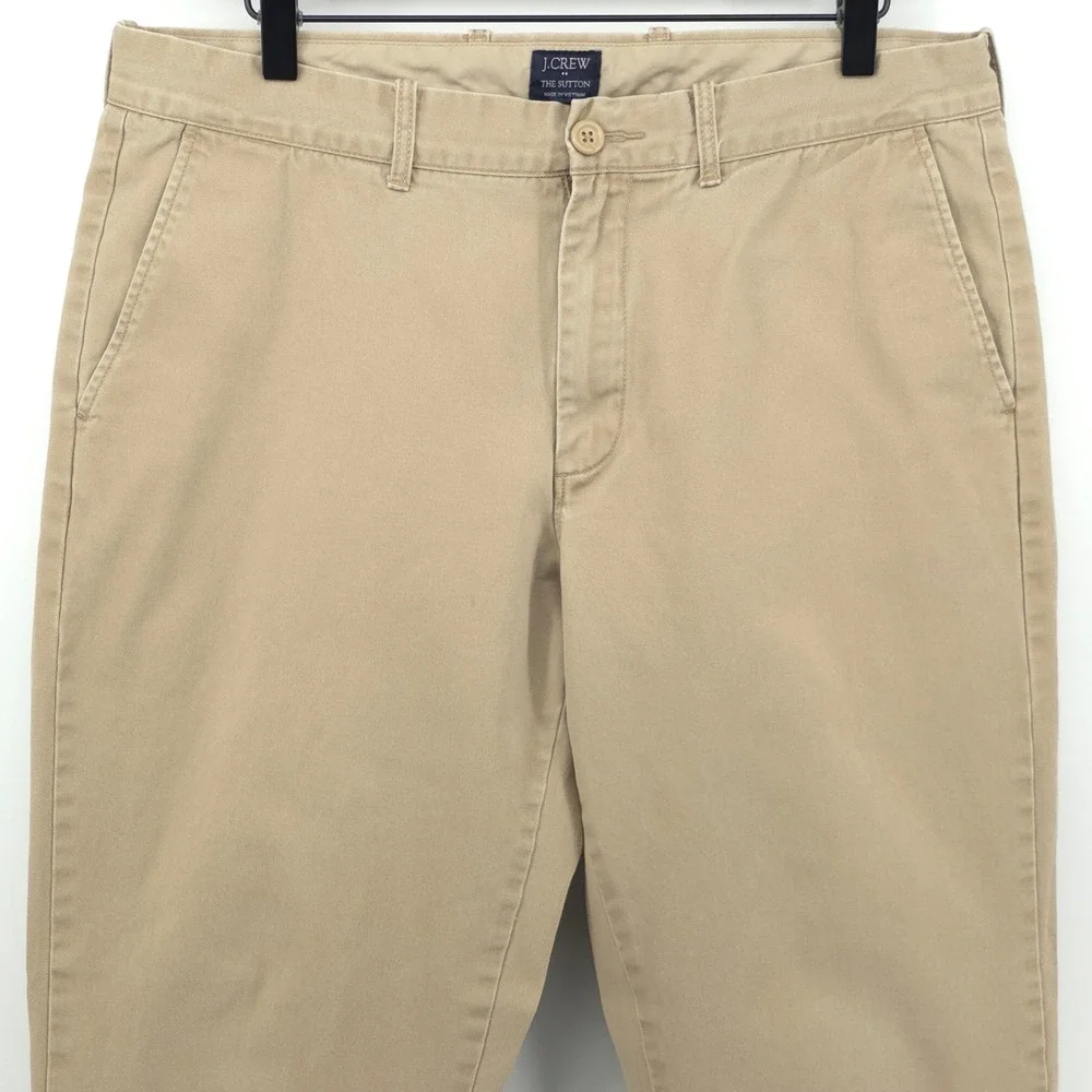 J.Crew The Sutton Men Pants 34x30 Khaki Tan Straight Leg Chino Business Casual